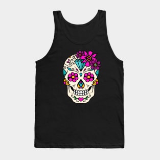 Craneo Dia De Los Muertos. Flower Sugar Skull with Diamond Dia De Muertos Shirt Tank Top